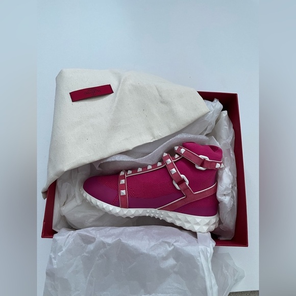 Valentino Pink Rockstud High top stretch gladiator sneakers 5 35 Barbie Preppy - Picture 5 of 16